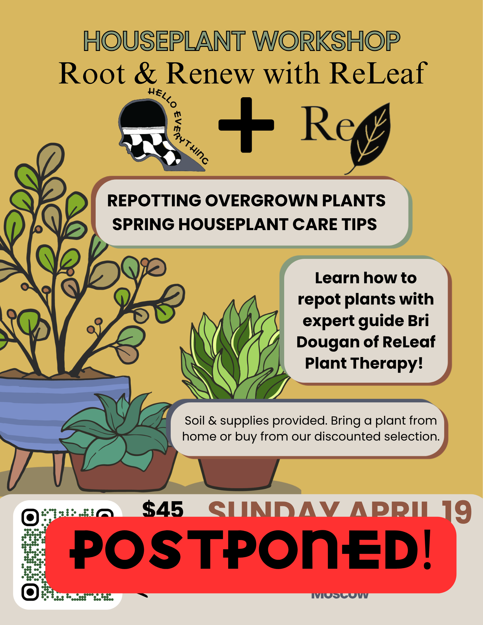 house plant repotting service POSTPONED- Root & Renew with ReLeaf