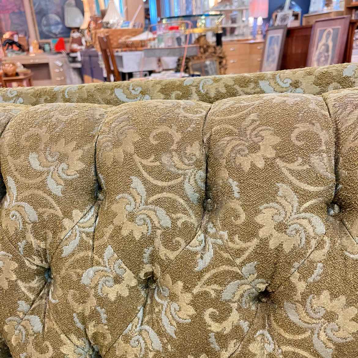 Green Floral Mid-Century Modern Gondola Sofa