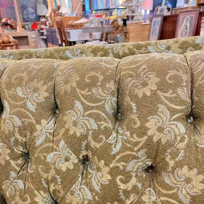 Green Floral Mid-Century Modern Gondola Sofa