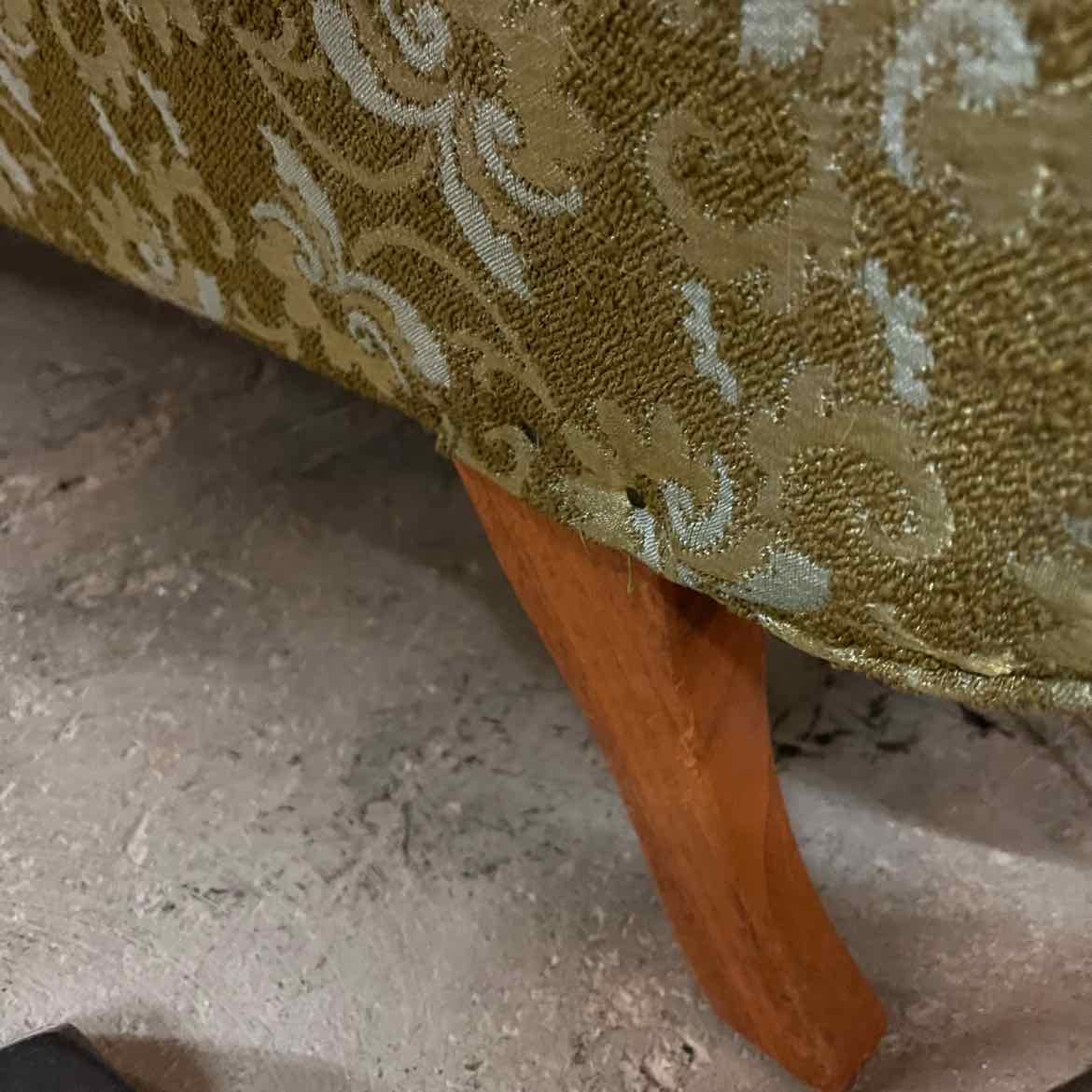 Green Floral Mid-Century Modern Gondola Sofa