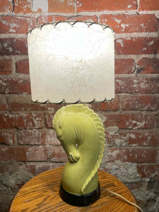 MCM Chartreuse Horse Table Lamp