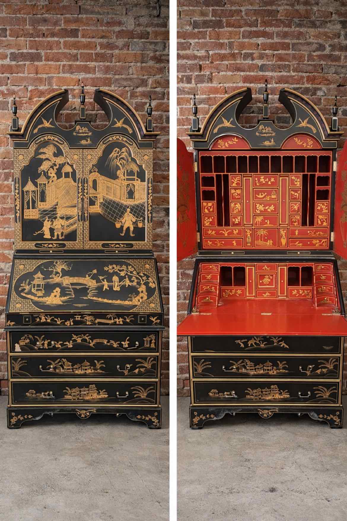 Chinese Lacquer Secretary Desk