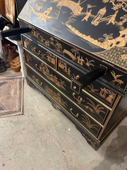 Chinese Lacquer Secretary Desk