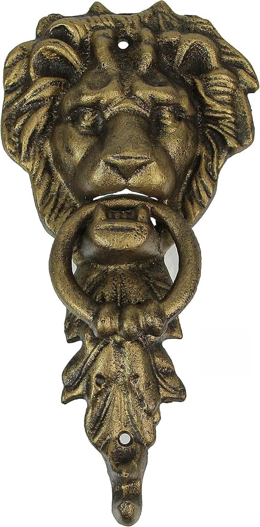10 Inch Bronze Cast Iron Lion Vintage Door Knocker Decor