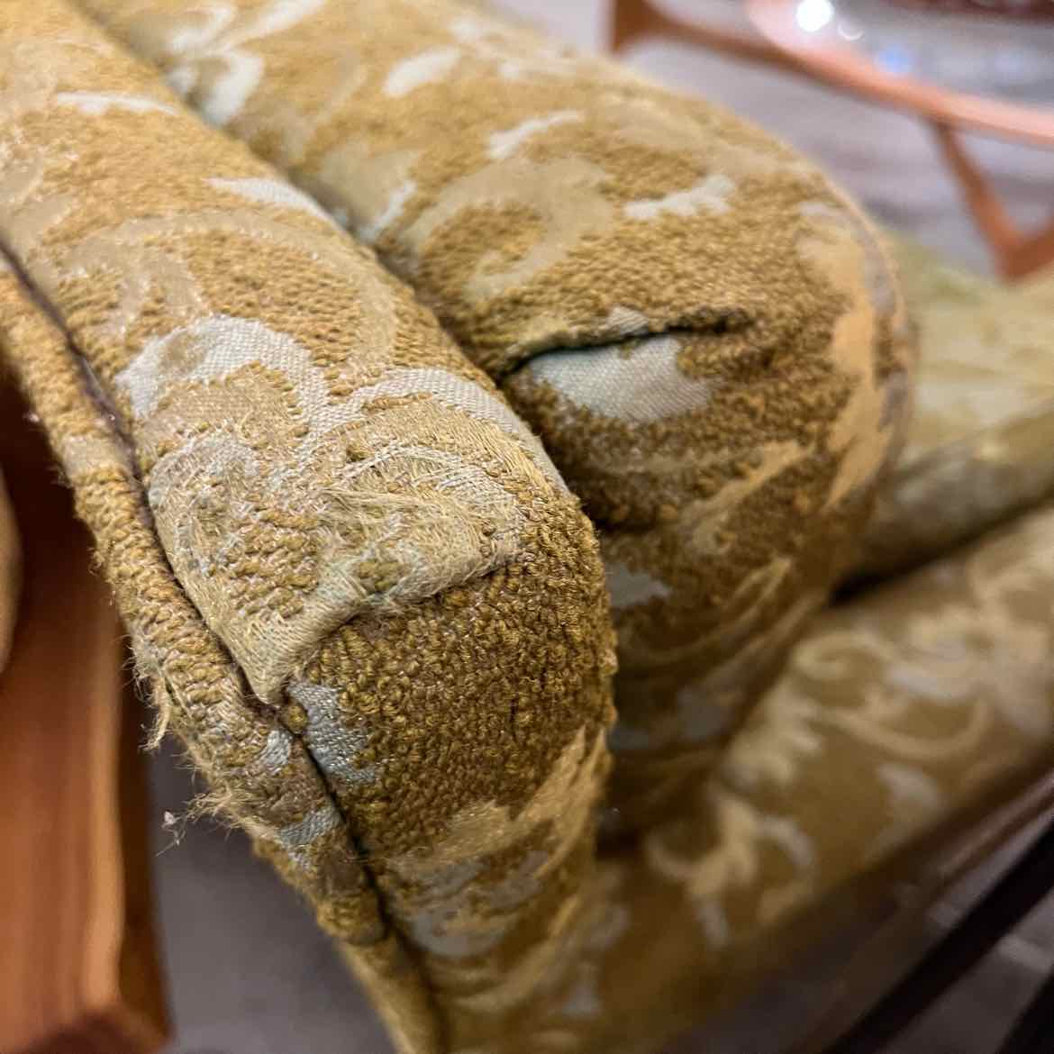 Green Floral Mid-Century Modern Gondola Sofa