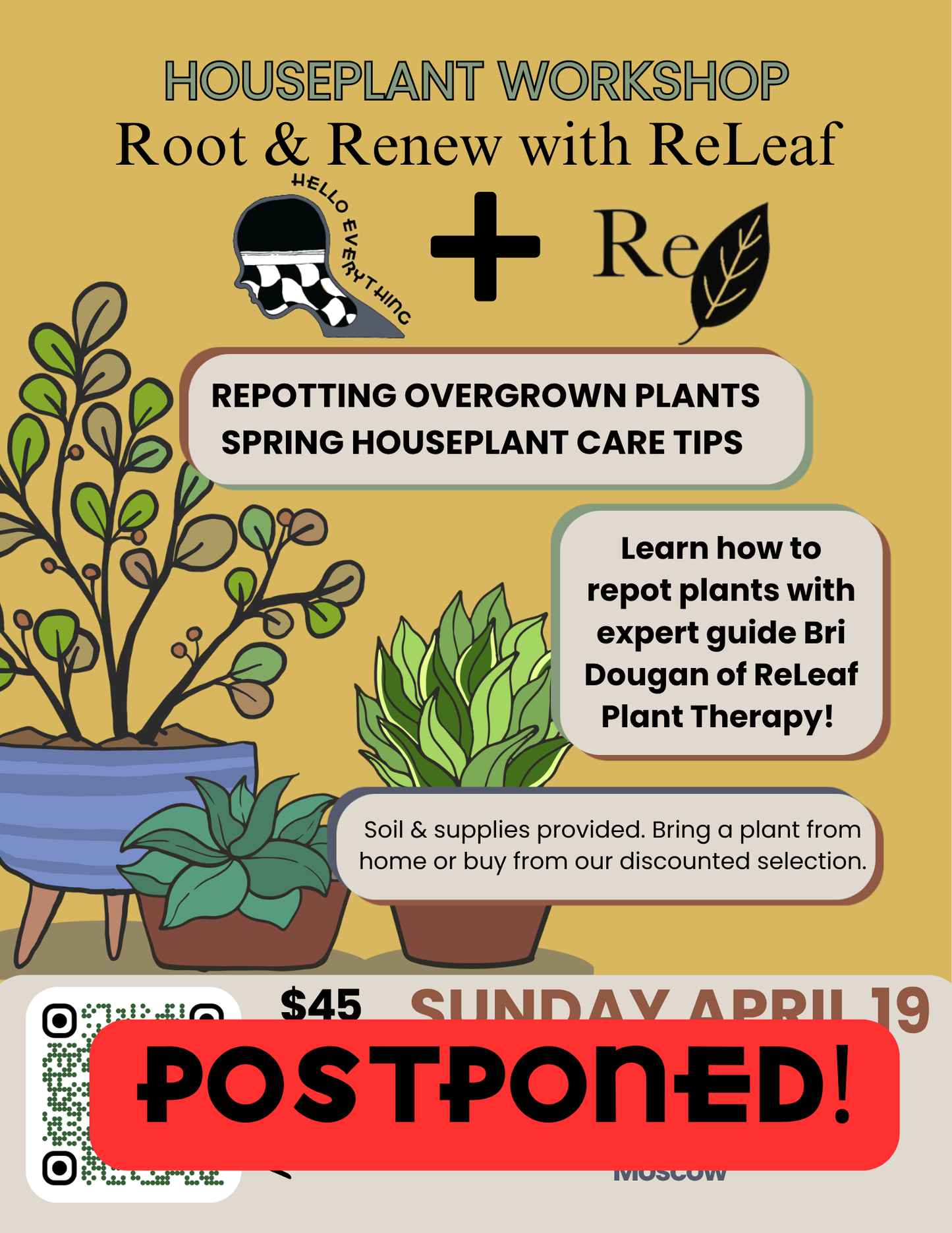 POSTPONED- Root & Renew with ReLeaf - Plant Repotting Workshop