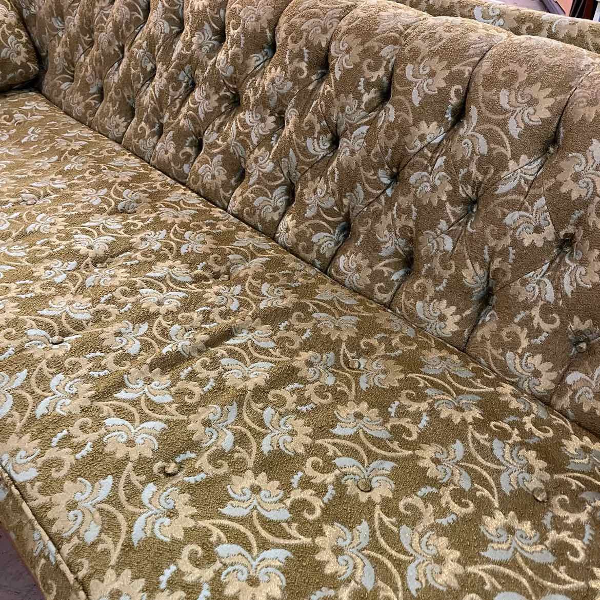 Green Floral Mid-Century Modern Gondola Sofa